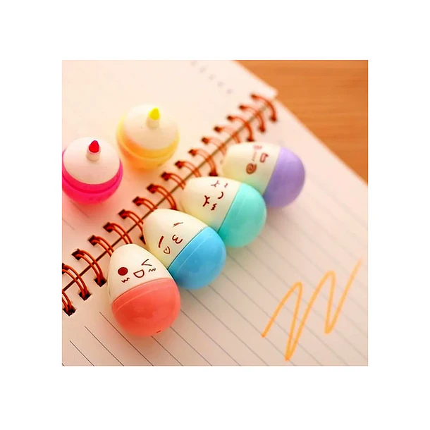 Set Resaltadores Kawai Mini X6 Colores Carita 4