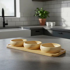 Cuencos Platos Bowl De Bambu Con Base Cocina Hogar