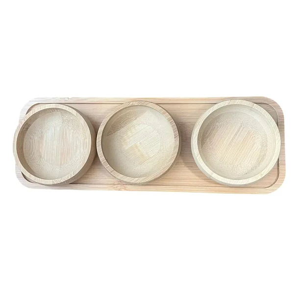 Cuencos Platos Bowl De Bambu Con Base Cocina Hogar 5