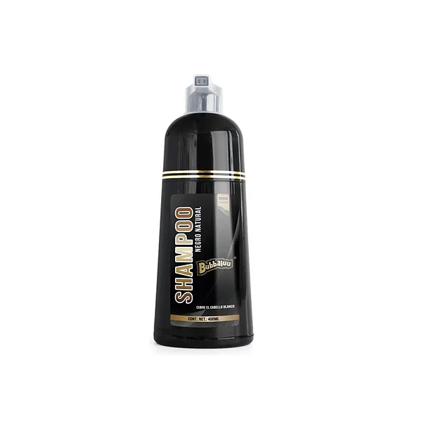 Shampoo Tinte Negro Natural Bubbaluu 400ml Cubre Canas 1