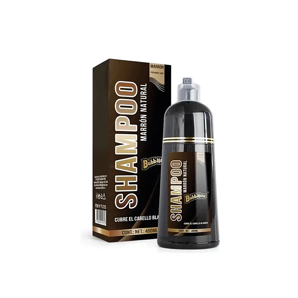 Shampoo Tinte Marron Natural Bubbaluu 400ml Cubre Canas 1