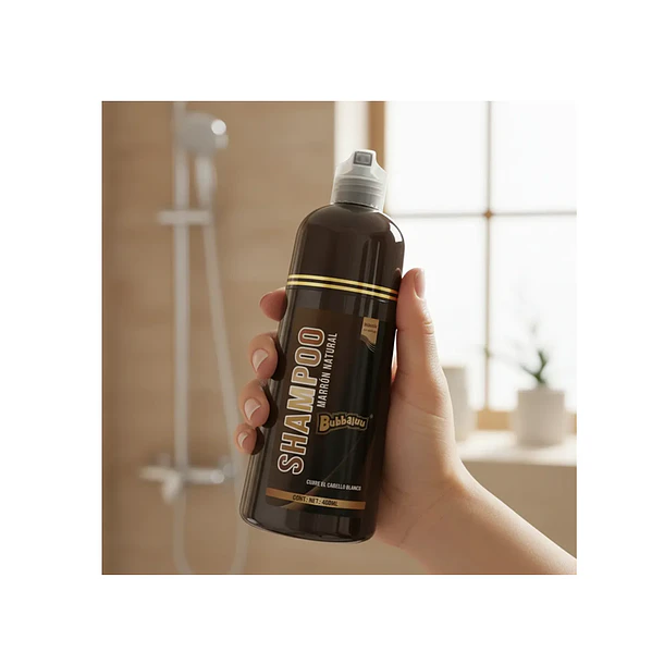 Shampoo Tinte Marron Natural Bubbaluu 400ml Cubre Canas 3