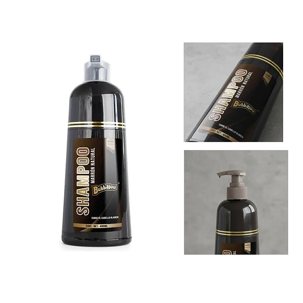 Shampoo Tinte Marron Natural Bubbaluu 400ml Cubre Canas 4