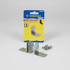 Set 4 Escuadras Recta Plana - 20x20x2mm + Tornillos
