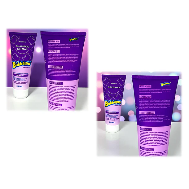 Pack Shampoo Y Bálsamo Bubbaluu Uva 350ml 2