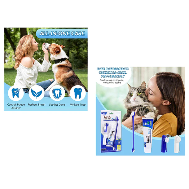 Kit Aseo Dental Para Perros Y Gatos Con Pasta Y Cepillos 6
