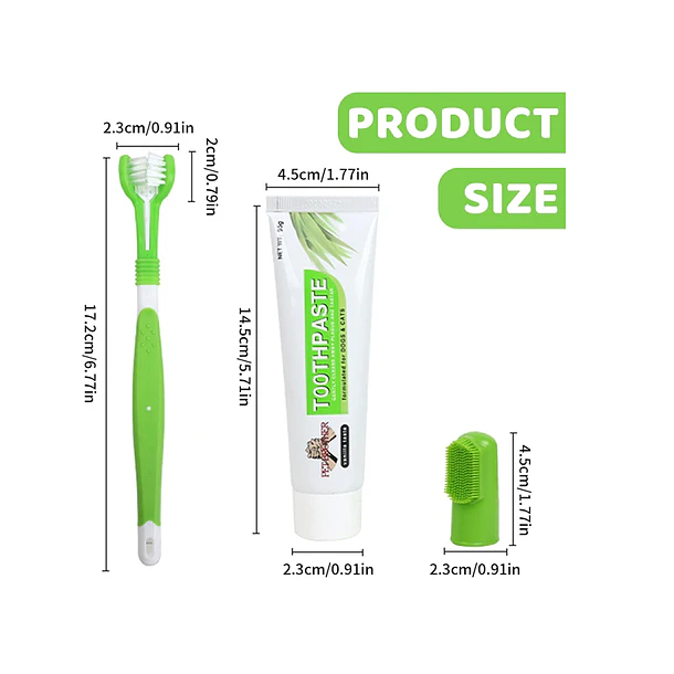 Kit Aseo Dental Para Perros Y Gatos Con Pasta Y Cepillos 3