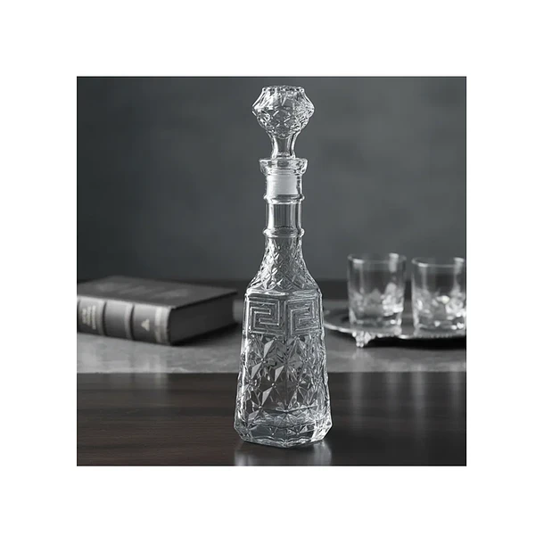 Licorera De Vidrio Con Diseño Griego Para Whisky 3