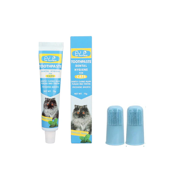 Kit Higiene Dental Para Gatos Con Pasta Y Cepillos De Dedo 1