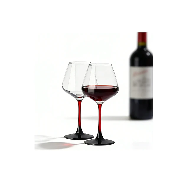 Set 6 Copas De Vino Pie De Color Tinto Infinito 590ml 2