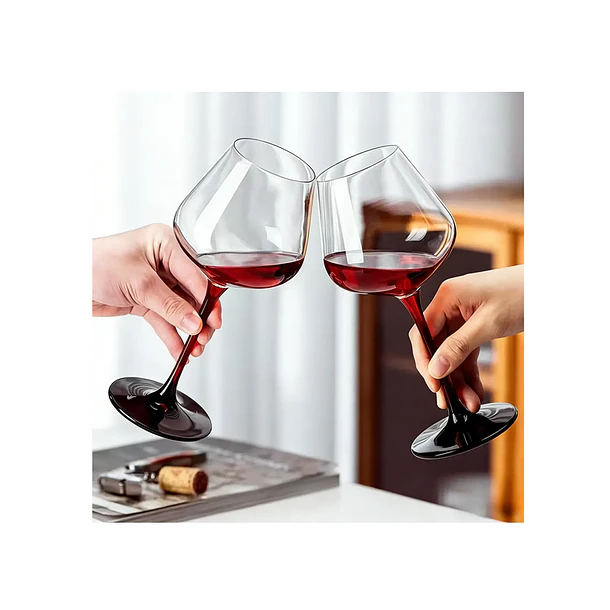 Set 6 Copas De Vino Pie De Color Tinto Infinito 590ml 3