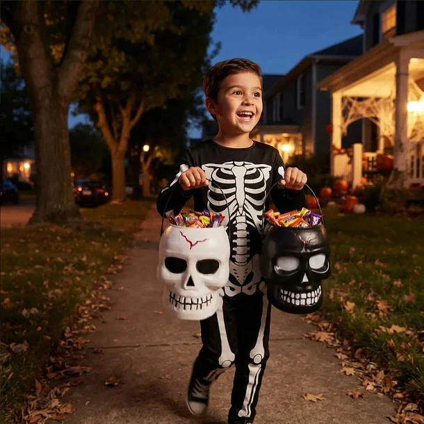 Pack 2 Cabeza Calavera Halloween Blanco Y Negro 1