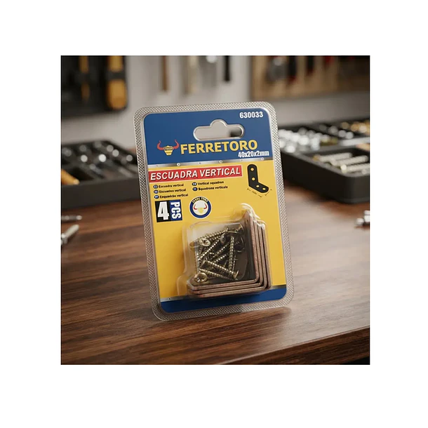 Kit 4 Escuadras Verticales 40x20x2mm Con Tornillos 2