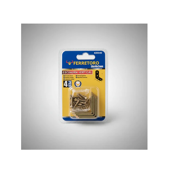 Escuadra Vertical 30x18x2mm 4 Unidades Con Tornill 1