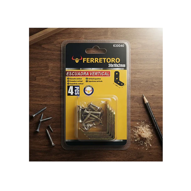 Escuadra Vertical 30x18x2mm 4 Unidades Con Tornill 3