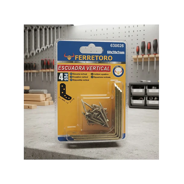 Escuadra Vertical 60x20x2mm 4 Pcs Con Tornillos 1