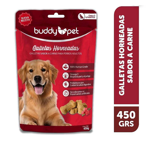 Galletas Buddy Pet Horneadas Sabor Carne 450g 1