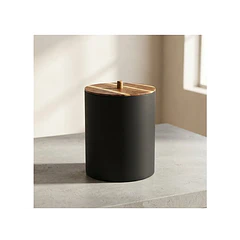 Tacho De Basurero Negro Con Tapa Demadera