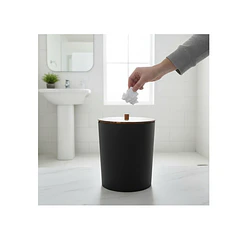 Tacho De Basurero Negro Con Tapa Demadera
