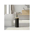 Escobilla De Baño Inodoro Negro Con Mango De Madera 3
