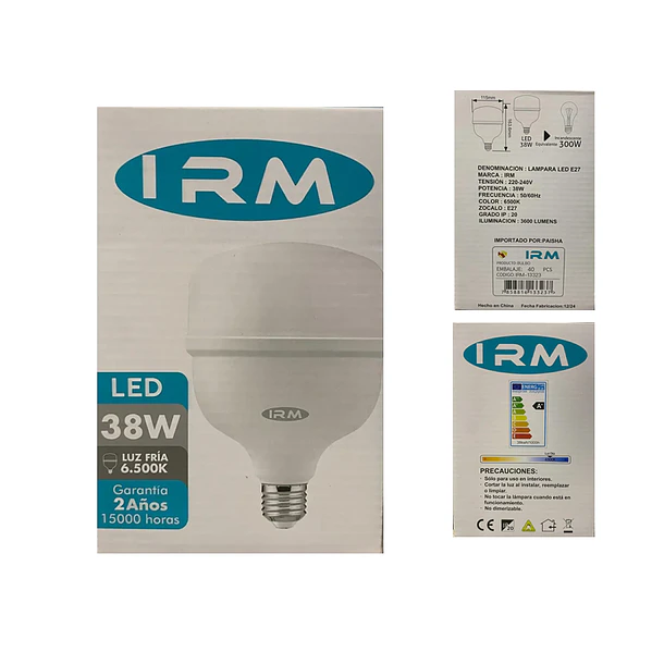 Ampolleta Led Irm E27 38w Luz Fría 6500k 3600 Lúmenes 2