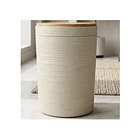 Basurero Practico De Alta Calidad Con Tapa De Bambu Rayas 1