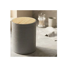 Basurero Practico De Alta Calidad Con Tapa De Bambu Rayas