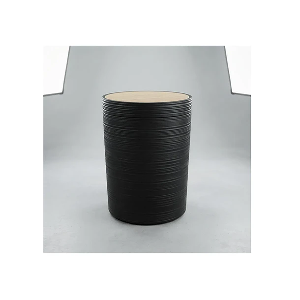 Basurero Practico De Alta Calidad Con Tapa De Bambu Rayas 4