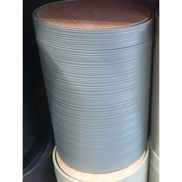 Basurero Practico De Alta Calidad Con Tapa De Bambu Rayas 5