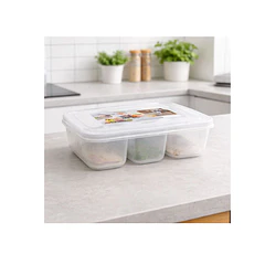 Contenedor Organizador De Alimentos 3 Divisiones Con Tapa