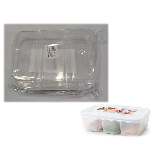 Contenedor Organizador De Alimentos 3 Divisiones Con Tapa 3