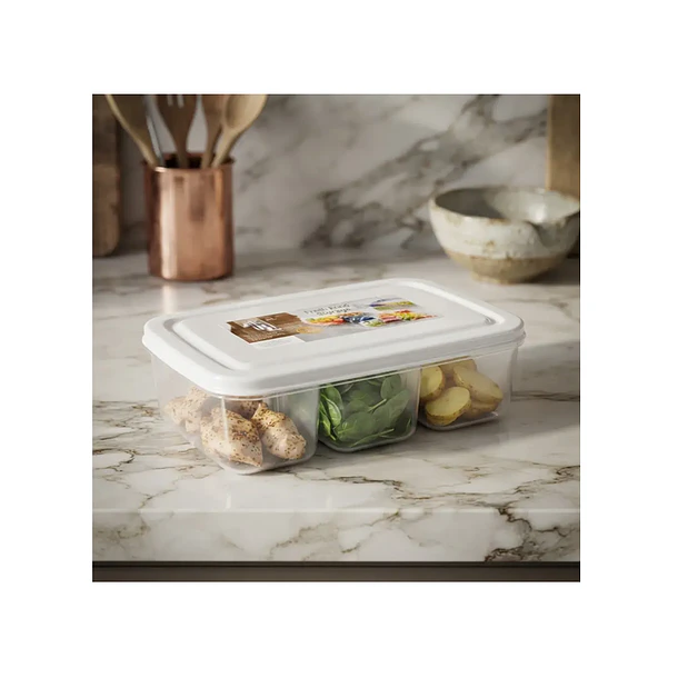Contenedor Organizador De Alimentos 3 Divisiones Con Tapa 4