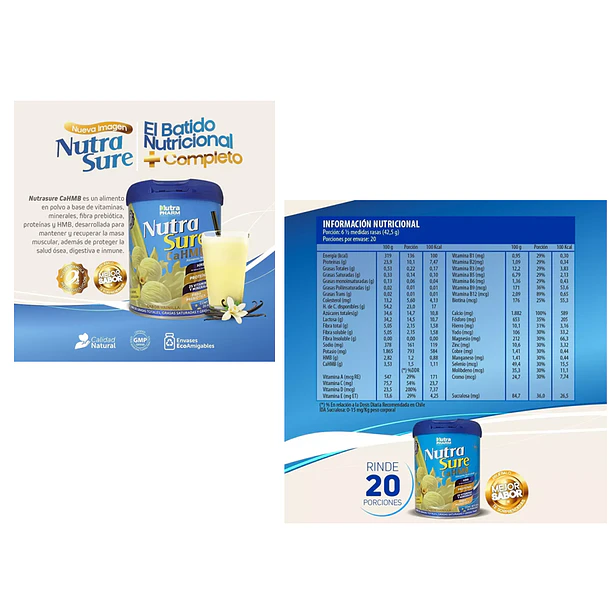 Nutrasure Cahmb Vainilla 850 Grs, Nutrapharm Vainilla 3