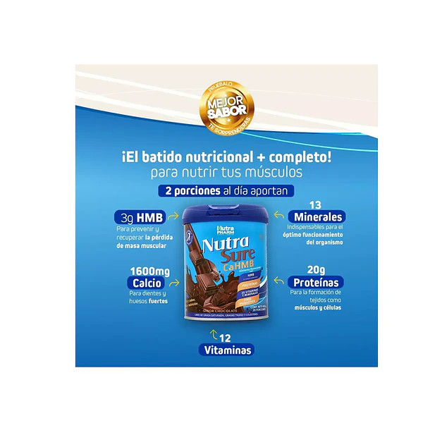 Alimento en Polvo Nutrasure Sabor Chocolate 850g 4