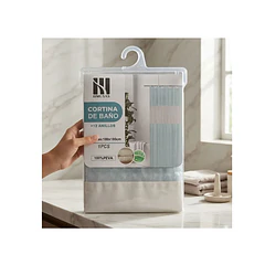  Cortina De Baño 180x180cm 100% Peva Con 12 Anillos