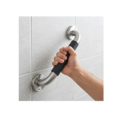 Barra De Apoyo Para Baño Acero Inoxidable Con Agarre Negro