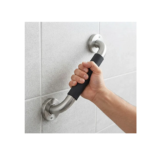 Barra De Apoyo Para Baño Acero Inoxidable Con Agarre Negro 4
