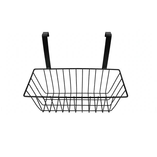 Cesta Colgante Organizador De Metal Negro Para Puerta 1