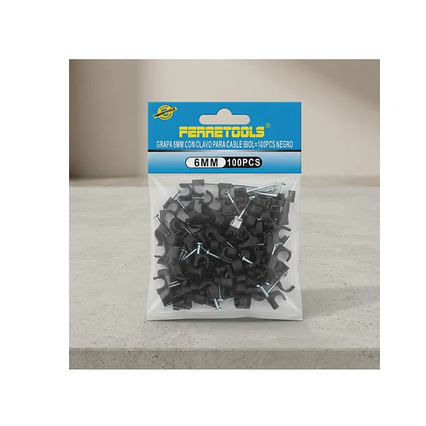 Grapa / Grampa Con Clavo Para Clip De Cable 6mm 100 Unidad 1