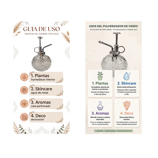 Pulverizador De Vidrio Transparente Con Diseño De Rombos 2