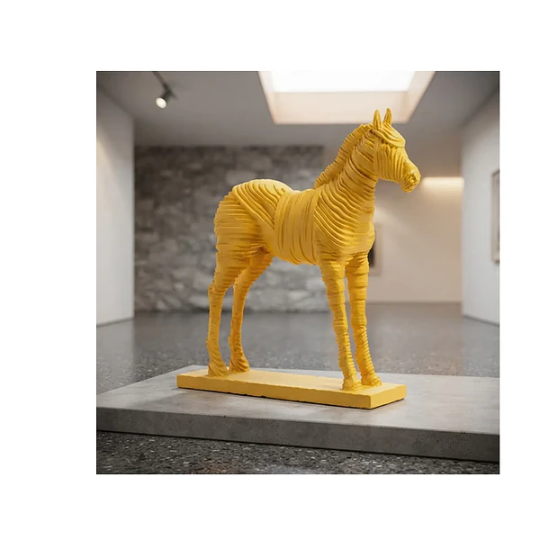 Escultura Caballo Diseño Moderno Amarillo 3