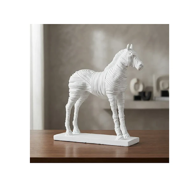 Escultura Caballo Diseño Moderno Blanco 2