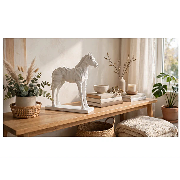 Escultura Caballo Diseño Moderno Blanco 3