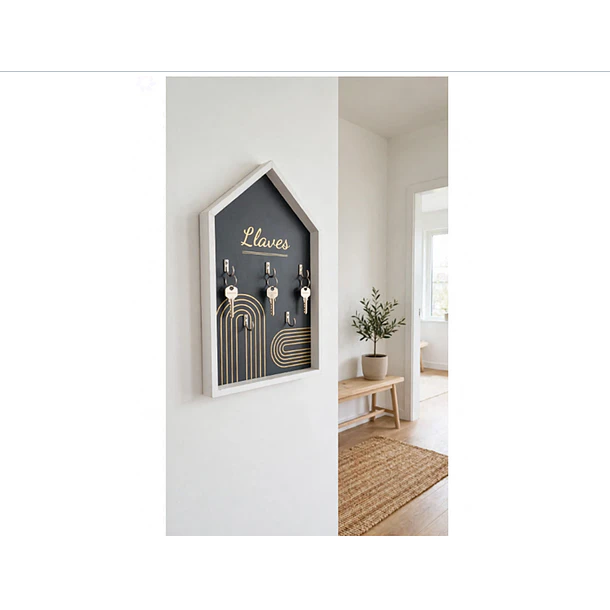 Colgador De Llaves Pared Diseño Casa Negro Con 5 Ganchos 2