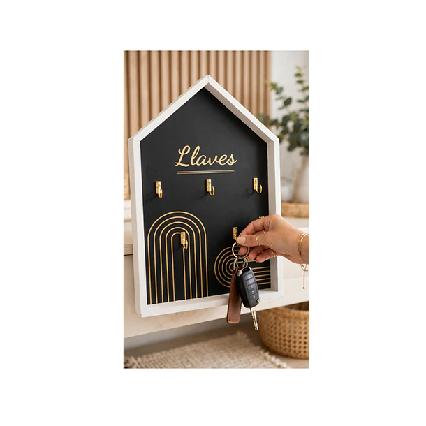 Colgador De Llaves Pared Diseño Casa Negro Con 5 Ganchos 3