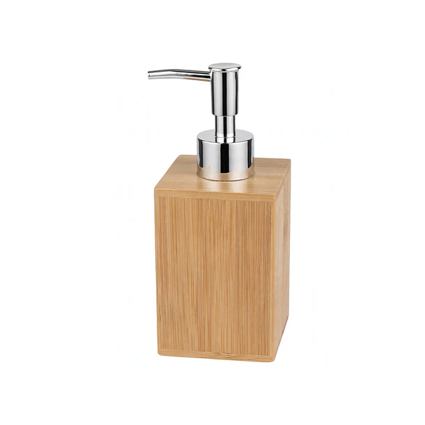 Dispensador De Jabón Líquido De Bambú Con Dosificador Metáli 1