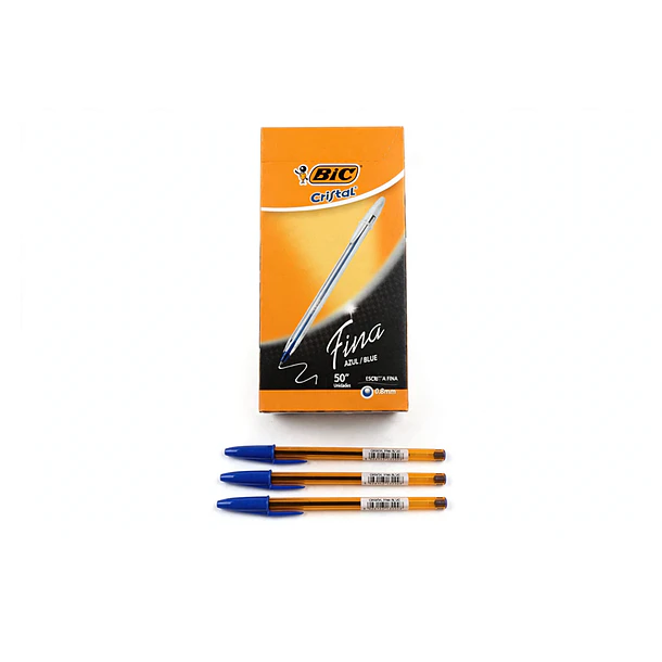 Lapices bolígrafo Bic Cristal Fina Azul 0.8mm Caja 50 Unidades 2