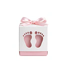 Pack 10 Caja De Regalo Con Huellas De Bebé Y Lazo 1