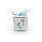 Pack 10 Caja De Regalo Con Huellas De Bebé Y Lazo 2