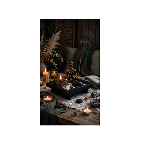 Mini Jardín Zen Buda Con Vela E Incienso Decorativo 2